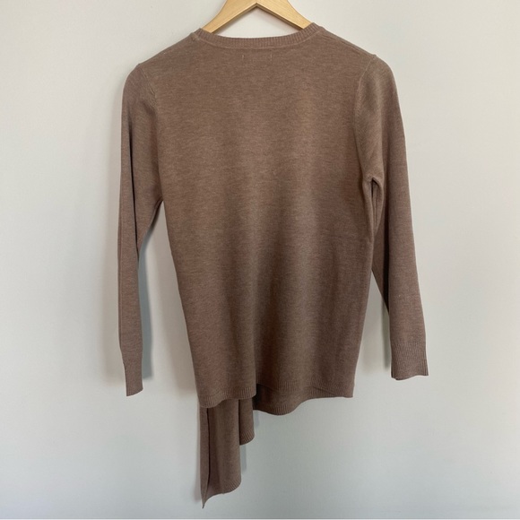 NWT Tan Long Sleeve Crewneck Knit Tan Cinched Sweater M L - Picture 5 of 8